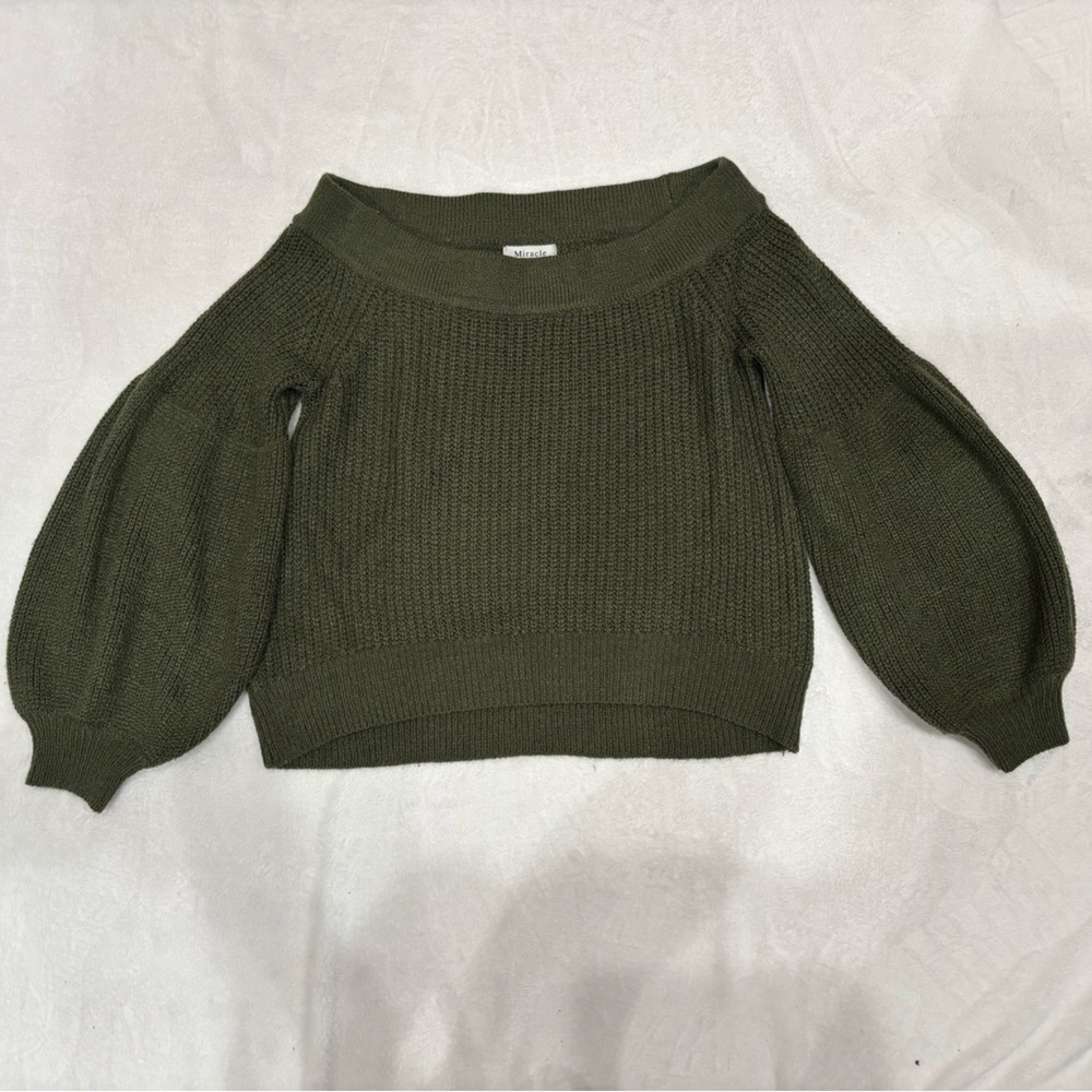 Miracle USA Green Off The Shoulder Sweater